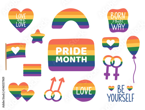 Pride Month Stickers  Round Labels Design (2671868)