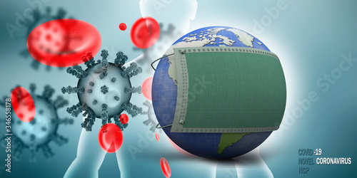 3d render world protection Corona virus disease COVID-19. 
