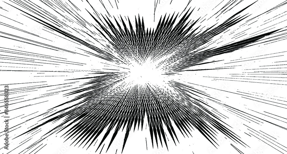 Obraz premium Circular starburst explosion texture. Distressed uneven grunge background. Abstract vector illustration. Overlay to create interesting effect and depth. Isolated on white background.