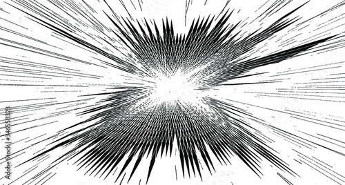 Circular starburst explosion texture. Distressed uneven grunge background. Abstract vector illustration. Overlay to create interesting effect and depth. Isolated on white background.