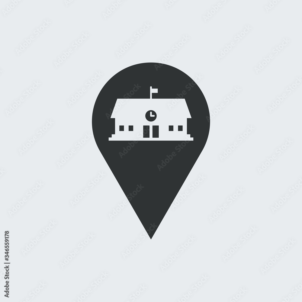 Building in location icon. Vector Illustration Building in location icon. Vector Illustration