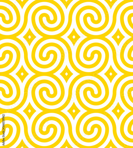 Vector yellow geometric pattern. Seamless pattern with rounded shapes.