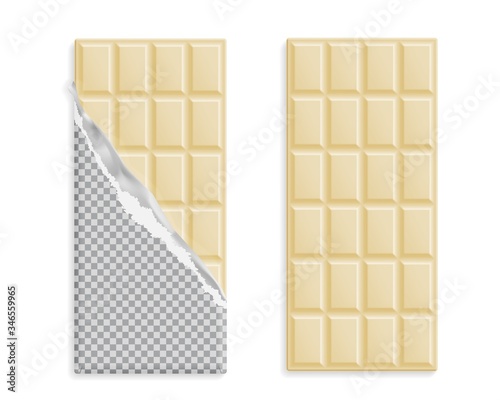 White chocolate bars in wrapper and without set
