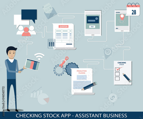 The business owner can check products quantity in stock at anytime, Allows for accurate production planning - Vector