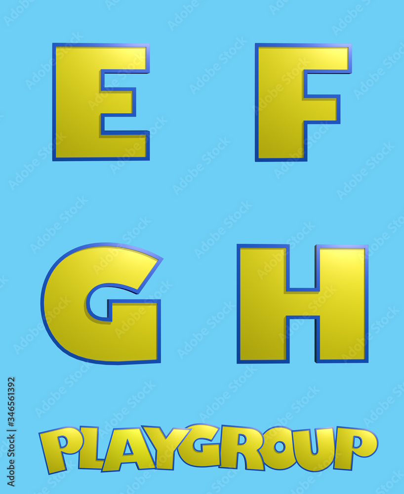 Playgroup cartoon alphabet - 3D illustration Playgroup cartoon alphabet - 3D illustration