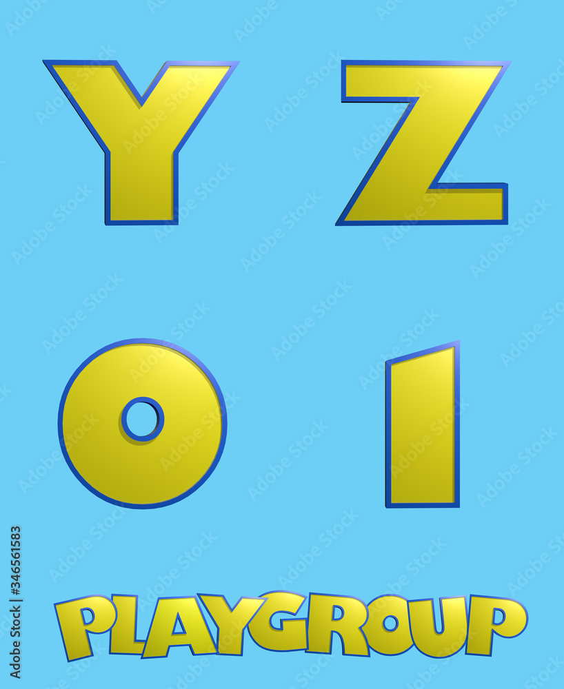 Playgroup cartoon alphabet - 3D illustration Playgroup cartoon alphabet - 3D illustration