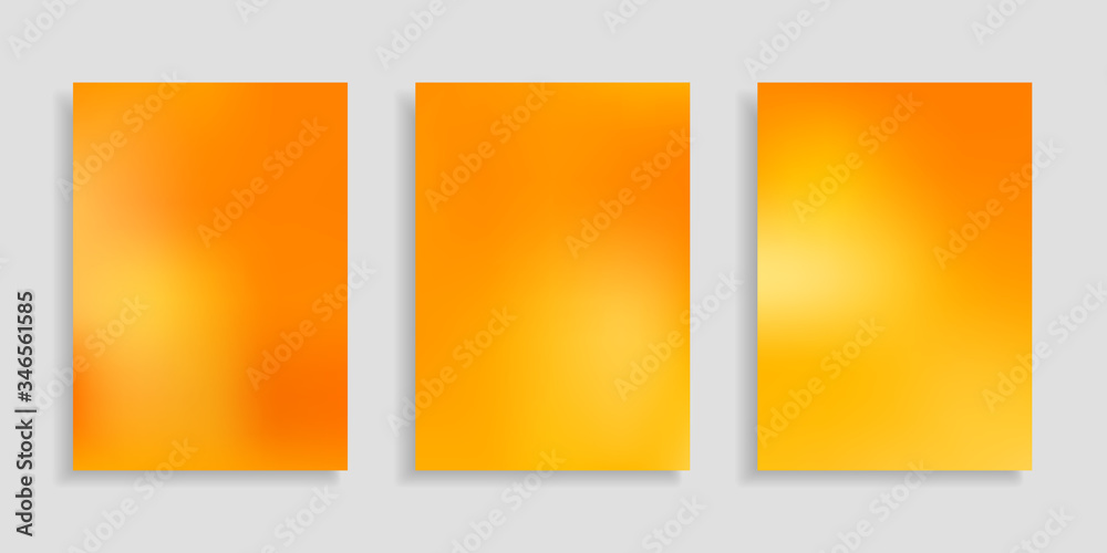 Gradient mesh background. Set orange smooth vertical banners A4 format. Collection blurry abstract backgrounds. Mock up poster. Vector illustration. Modern design card, brochure, wallpaper, wrapping. Gradient mesh background. Set orange smooth vertical banners A4 format. Collection blurry abstract backgrounds. Mock up poster. Vector illustration. Modern design card, brochure, wallpaper, wrapping.
