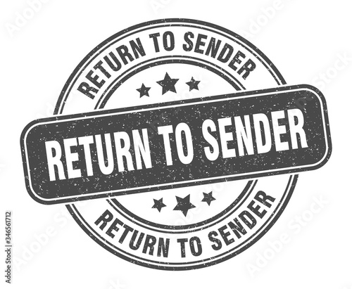return to sender stamp. return to sender label. round grunge sign