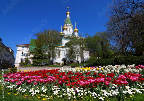 A view of the russian church Saint Nicholas the Wonderworker in Sofia, Bulgaria