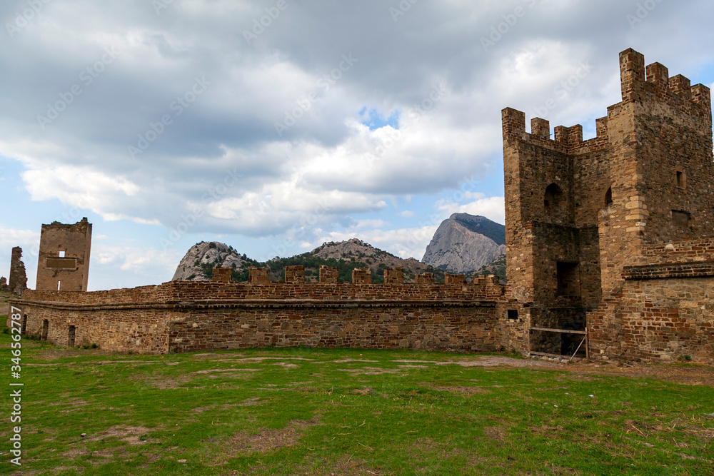 Mountain fortress (Genoese Fortress). Genoese Fortress is located in Sudak, Crimea