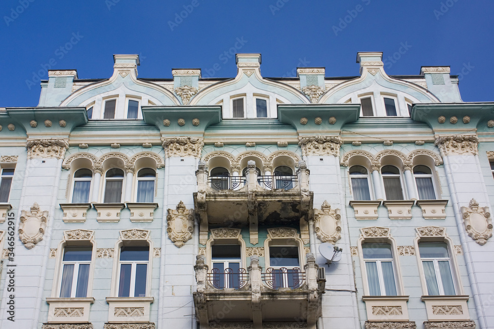 Beautiful building at Architect Gorodetsky Street in Kyiv, Ukraine