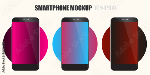 Premium mobile phone screen mockup template. Vector Illustration, eps 10