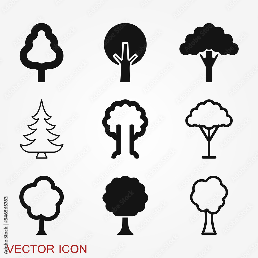Tree vector icon, trees symbol isolated on background. Tree vector icon, trees symbol isolated on background.
