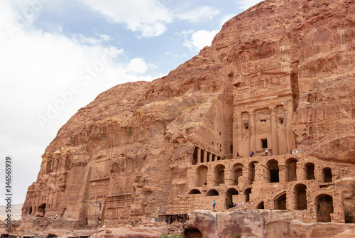 The Royal Tombs facade in the rock-cut sandstone in the ancient of Petra, Jordan