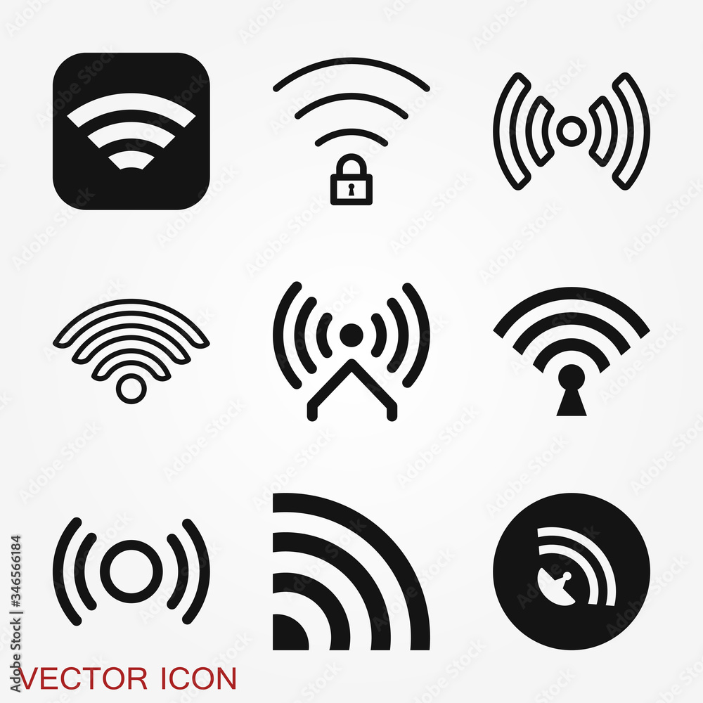 Wifi vector icon. Computer and network connections symbol isolated on background. Wifi vector icon. Computer and network connections symbol isolated on background.