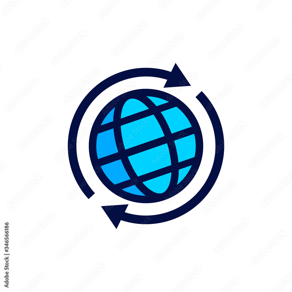 Earth movement line icon. Rotation of the earth vector illustration isolated on white. Planet with arrows outline style design, designed for web and app Earth movement line icon. Rotation of the earth vector illustration isolated on white. Planet with arrows outline style design, designed for web and app