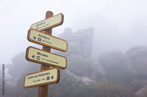 Landscape with fog in the Torcal de Antequera Natural Area. Antequera  Malaga province  in the autonomous community of Andalusia  Spain  Europe