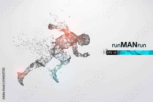 Abstract silhouette of a wireframe running athlete, man on the white background. Athlete runs sprint and marathon. Convenient organization of eps file. Vector illustration. Thanks for watching