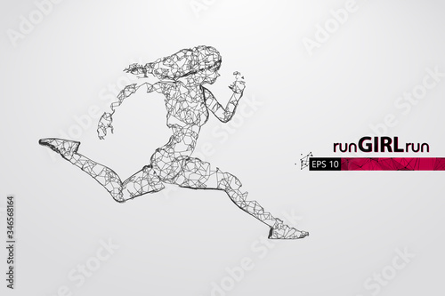 Abstract silhouette of a wireframe running athlete  woman on the white background. Athlete runs sprint and marathon. Convenient organization of eps file. Vector illustration. Thanks for watching