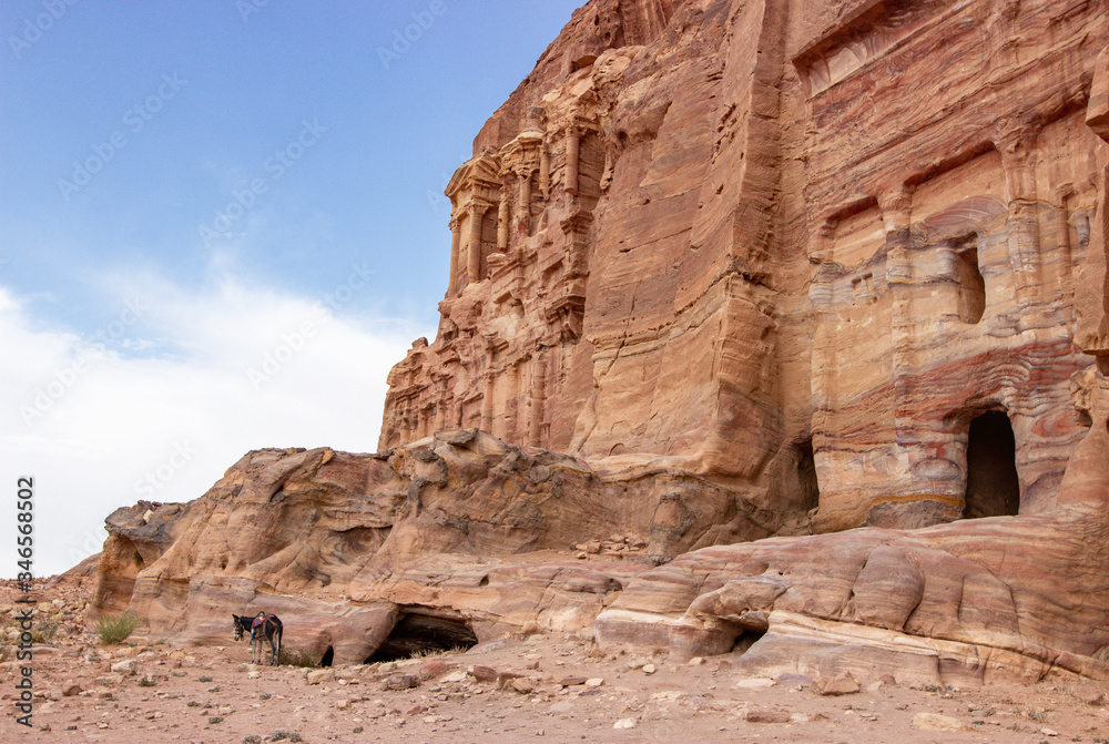 The Royal Tombs facade in the rock-cut sandstone in the ancient of Petra, Jordan The Royal Tombs facade in the rock-cut sandstone in the ancient of Petra, Jordan