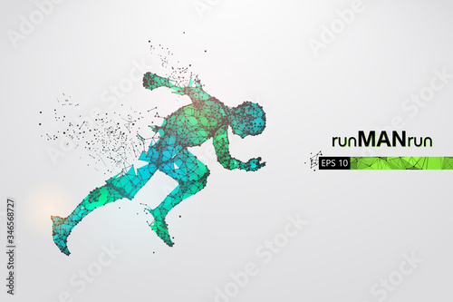 Abstract silhouette of a wireframe running athlete, man on the white background. Athlete runs sprint and marathon. Convenient organization of eps file. Vector illustration. Thanks for watching