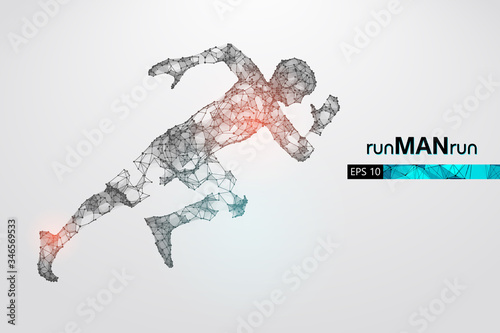 Abstract silhouette of a wireframe running athlete, man on the white background. Athlete runs sprint and marathon. Convenient organization of eps file. Vector illustration. Thanks for watching