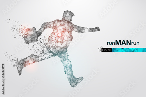 Abstract silhouette of a wireframe running businessman  man on the white background. Businessman runs to success. Convenient organization of eps file. Vector illustration. Thanks for watching