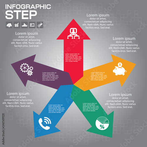 5 Steps Infographic Design Elements for Your Business Vector Illustration.