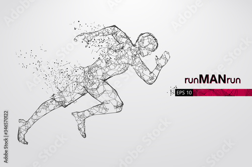 Abstract silhouette of a wireframe running athlete, man on the white background. Athlete runs sprint and marathon. Convenient organization of eps file. Vector illustration. Thanks for watching