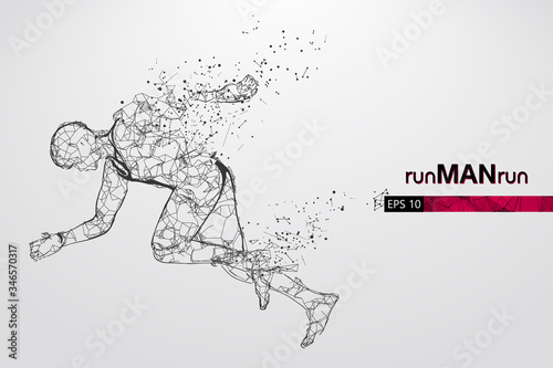 Abstract silhouette of a wireframe running athlete  man on the white background. Athlete runs sprint and marathon. Convenient organization of eps file. Vector illustration. Thanks for watching