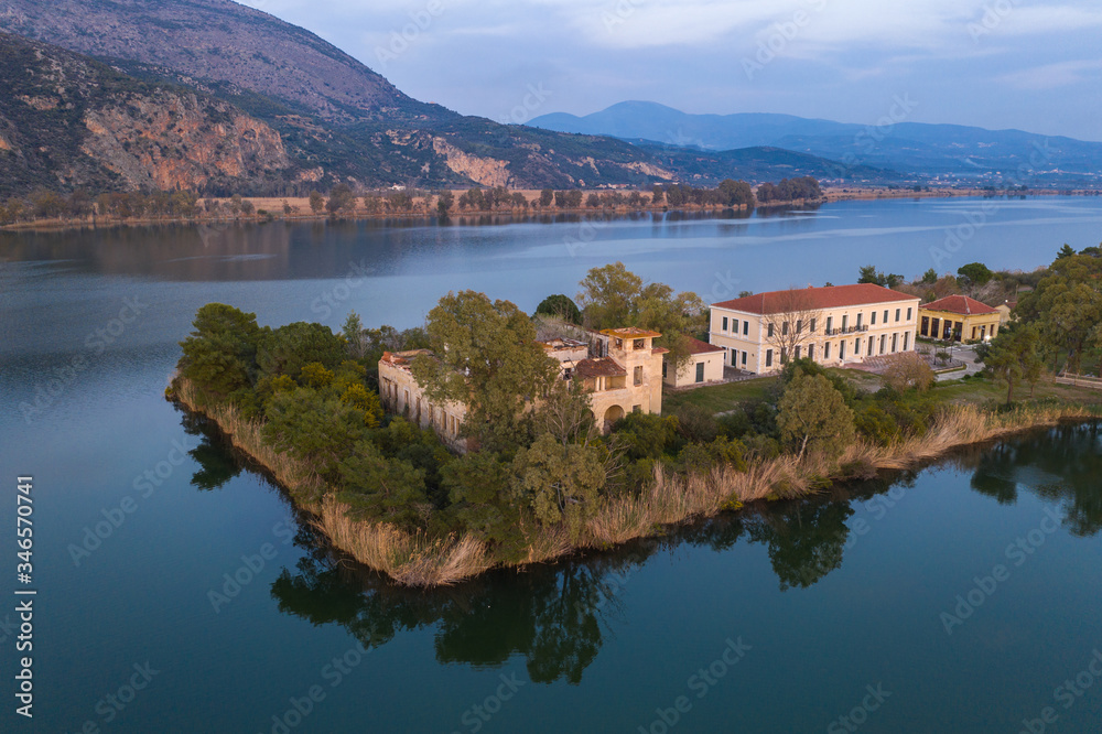 Amazing high definition aerial Panorama view of Kaiafas or Thermal Springs of Kaiafas. It is a natural spa in the municipality of Zacharo in southwestern Greece. Elis, Greece, Europe. Amazing high definition aerial Panorama view of Kaiafas or Thermal Springs of Kaiafas. It is a natural spa in the municipality of Zacharo in southwestern Greece. Elis, Greece, Europe.