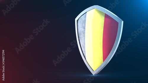 Protection shield and safeguard concept. Shiny steel armor painted as Belgian national flag. Safety badge icon. Privacy banner. Security label and Defense sign. Force and strong symbol. 3D rendering Free Download Protection shield and safeguard concept. Shiny steel armor painted as Belgian national flag. Safety badge icon. Privacy banner. Security label and Defense sign. Force and strong symbol. 3D rendering - GFXLoad