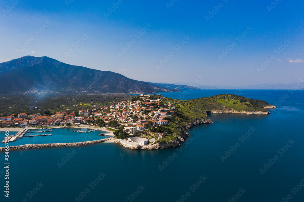 Paralio Astros port, view from drone, Arcadia, Greece