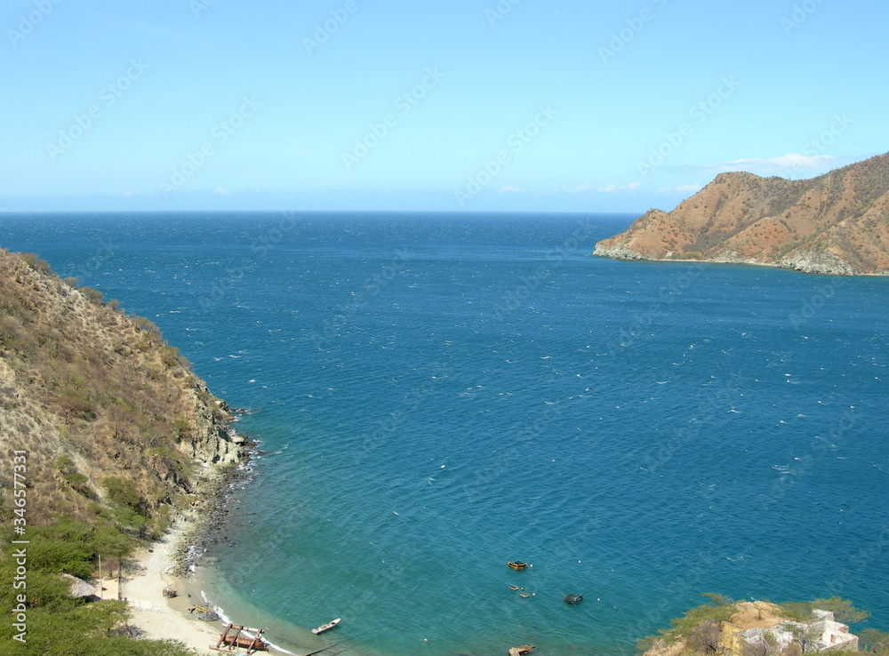 The beautiful bay of Taganga village in Colombia
