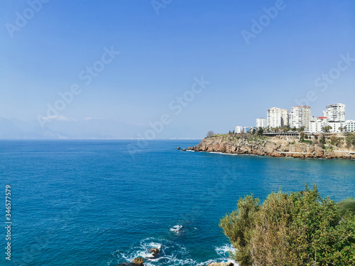 Seascape Mediterranean Sea. View to the horizon, blue sea.