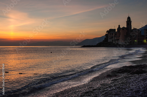 Sunset in the Italian town of Camogli