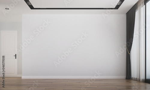 Fototapeta Naklejka Na Ścianę i Meble -  Modern scandinavian living room interior design and white wall background