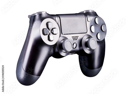 Black video game joystick gamepad isolated on a white background