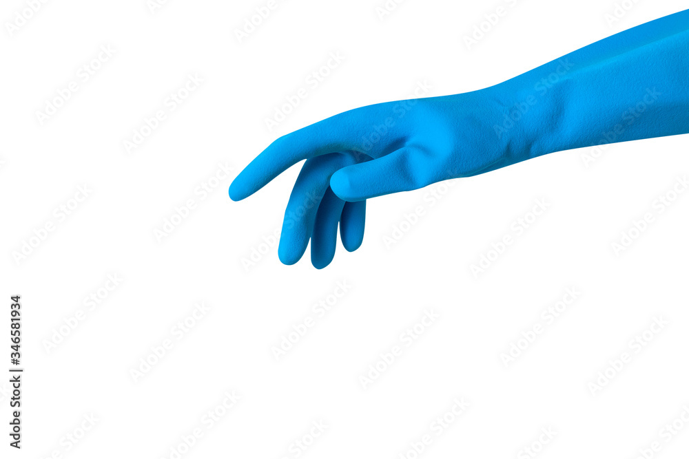 cropped hand of person in rubber glove reaching against white background with copy space cropped hand of person in rubber glove reaching against white background with copy space