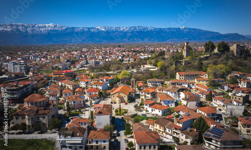 Panoramic view of Trikala city. Its a city in northwestern Thessaly, Greece, and the capital of the Trikala region.