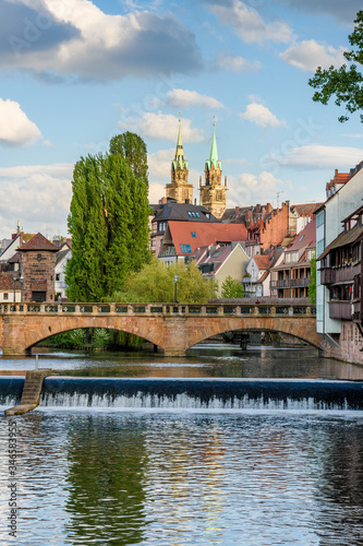 Nürnberg - Altstadt, Pegnitz mit Maxbrücke und Lorenzkirche © reimax16