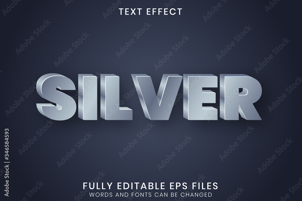Editable Text Effect - Silver Luxury Style
