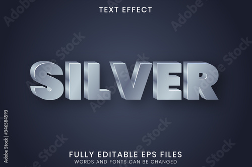 Editable Text Effect - Silver Luxury Style