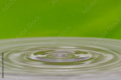 Water drops in macro against a green background