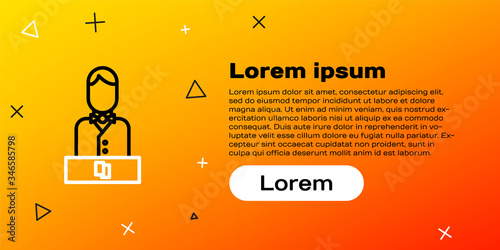 Line Casino dealer icon isolated on yellow background. Casino croupier. Colorful outline concept. Vector Illustration