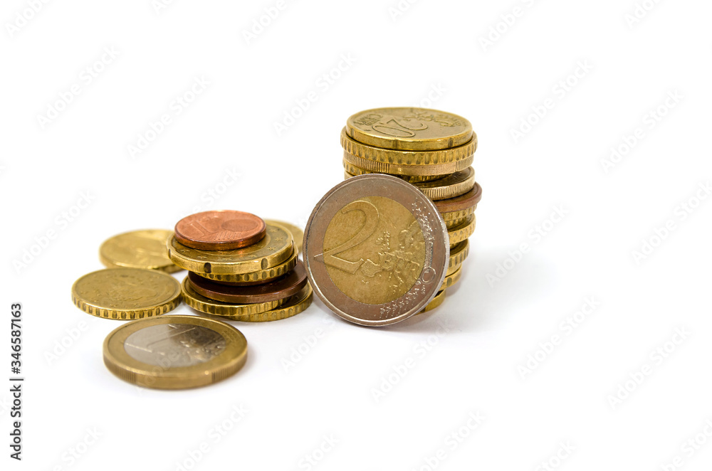 stack of coins isolated on a white background. stack of coins isolated on a white background.