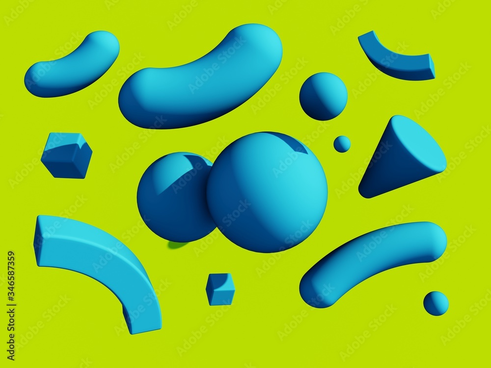 Geometric shapes on a plain background. 3D Rendering
