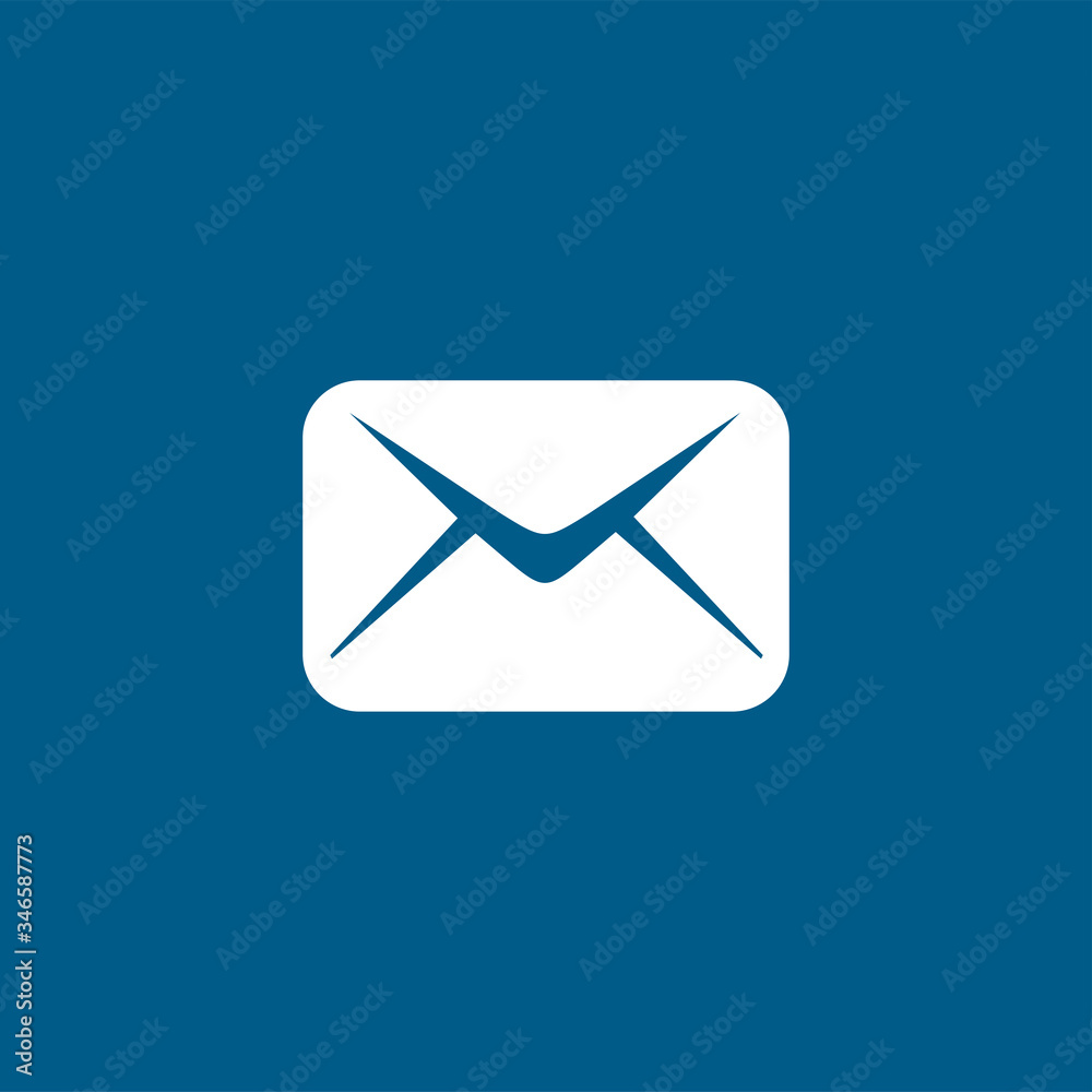 Email Icon On Blue Background. Blue Flat Style Vector Illustration