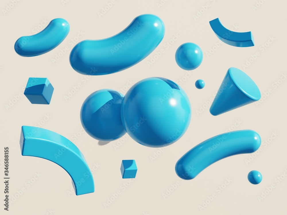Geometric shapes on a plain background. 3D Rendering Geometric shapes on a plain background. 3D Rendering