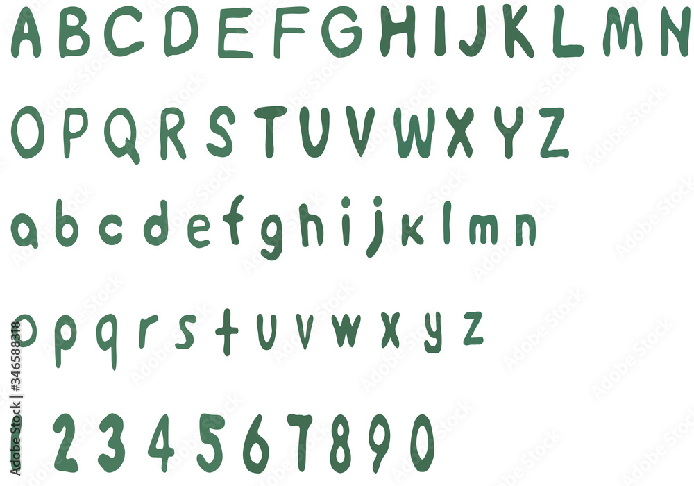 Set eco green letters and numbers.